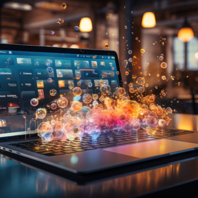 digital marketing business Technology concept with Social media Network and mobile app icons on virtual screen.